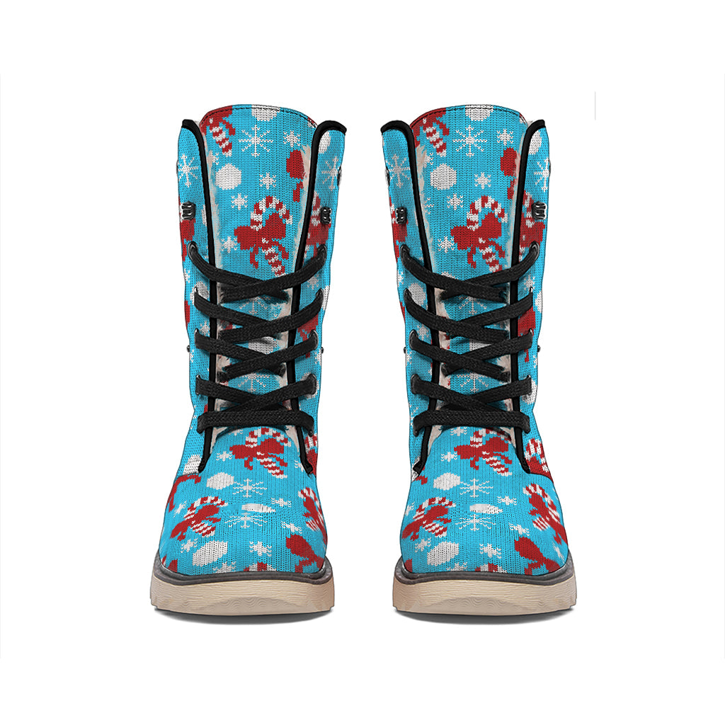 Christmas Party Knitted Pattern Print Winter Boots