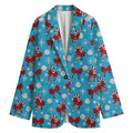 Christmas Party Knitted Pattern Print Women's Cotton Blazer