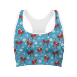 Christmas Party Knitted Pattern Print Women's Sports Bra