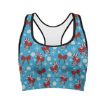 Christmas Party Knitted Pattern Print Women's Sports Bra