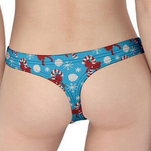 Christmas Party Knitted Pattern Print Women's Thong