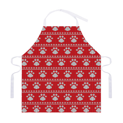 Christmas Paw Knitted Pattern Print Adjustable Apron
