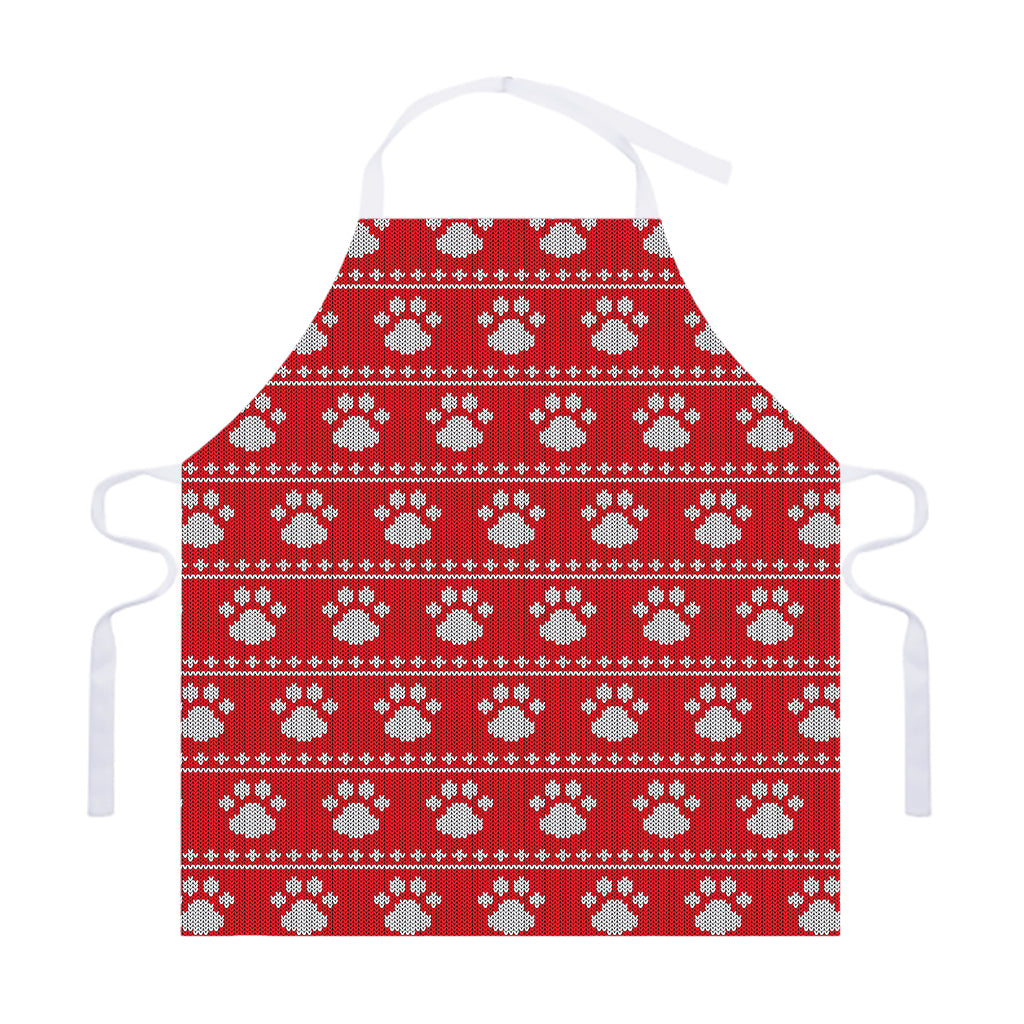 Christmas Paw Knitted Pattern Print Adjustable Apron