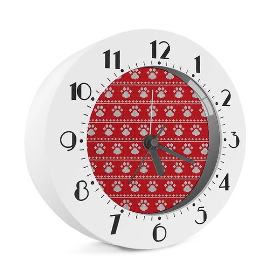 Christmas Paw Knitted Pattern Print Alarm Clock