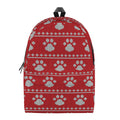 Christmas Paw Knitted Pattern Print School Backpack