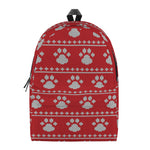 Christmas Paw Knitted Pattern Print Backpack
