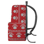 Christmas Paw Knitted Pattern Print Backpack