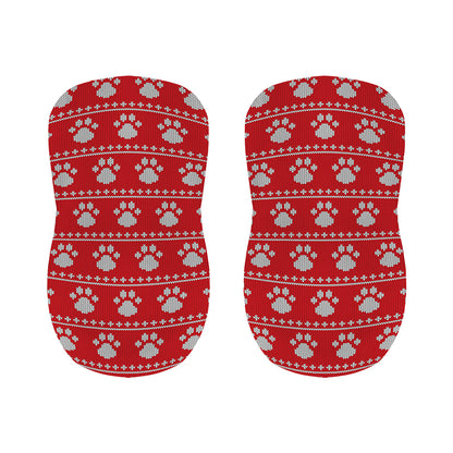 Christmas Paw Knitted Pattern Print Bar Stool Covers