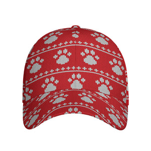 Christmas Paw Knitted Pattern Print Baseball Cap