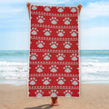 Christmas Paw Knitted Pattern Print Beach Towel