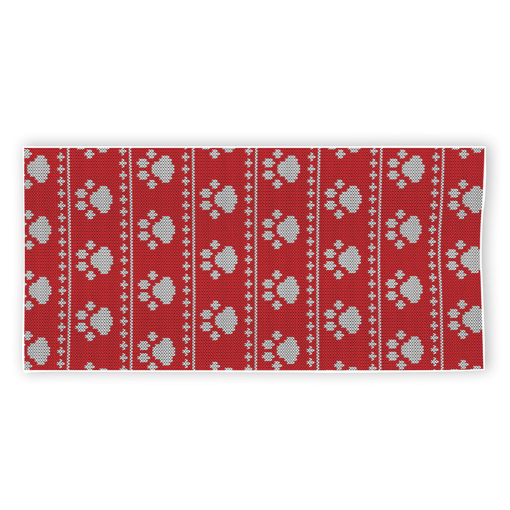 Christmas Paw Knitted Pattern Print Beach Towel