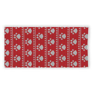 Christmas Paw Knitted Pattern Print Beach Towel