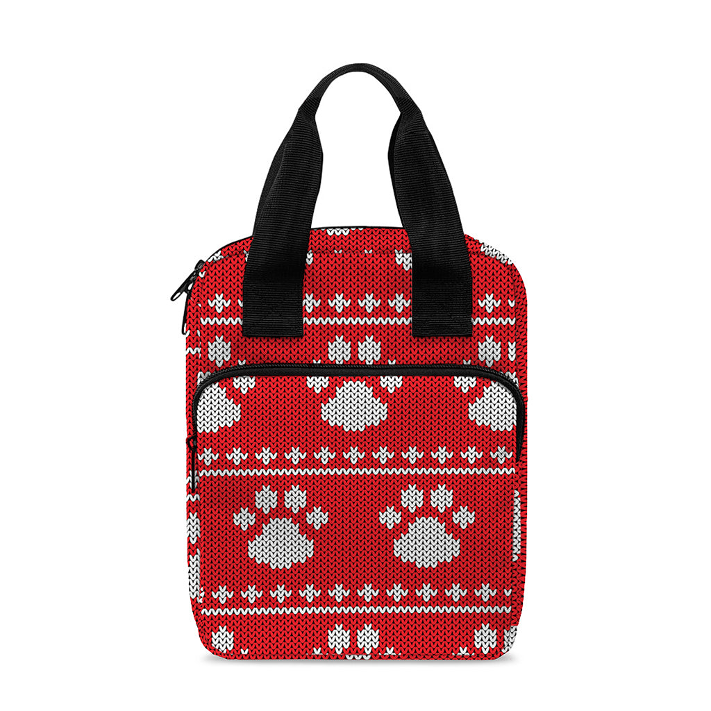 Christmas Paw Knitted Pattern Print Bible Tote Bag