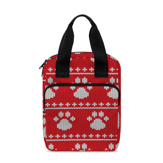 Christmas Paw Knitted Pattern Print Bible Tote Bag