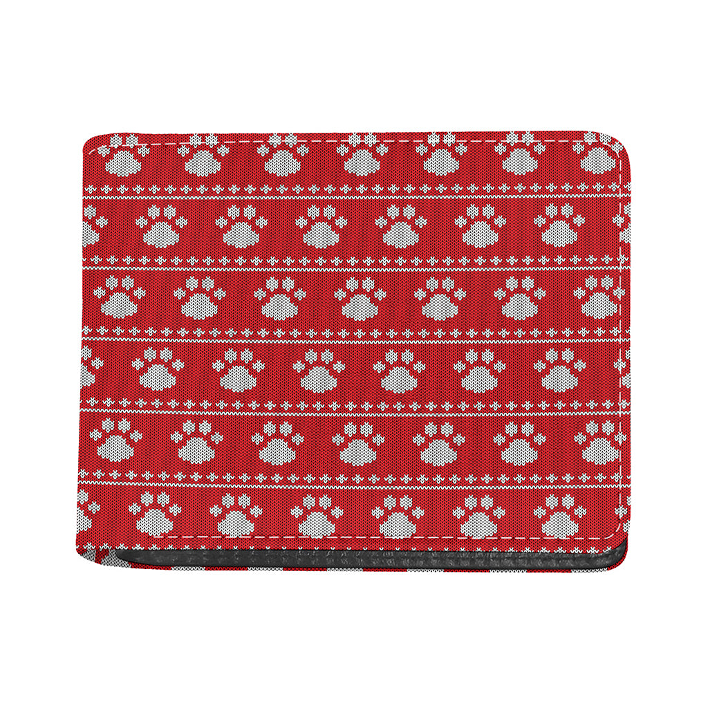 Christmas Paw Knitted Pattern Print Bifold Wallet