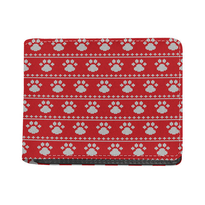 Christmas Paw Knitted Pattern Print Bifold Wallet
