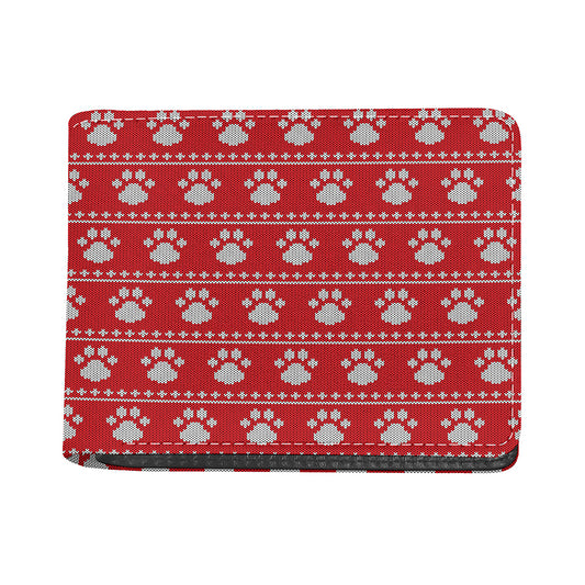 Christmas Paw Knitted Pattern Print Bifold Wallet