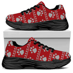 Christmas Paw Knitted Pattern Print Black Chunky Shoes
