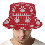 Christmas Paw Knitted Pattern Print Bucket Hat