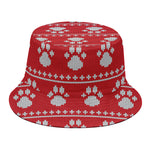 Christmas Paw Knitted Pattern Print Bucket Hat
