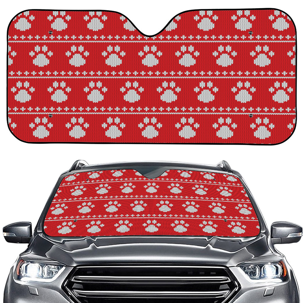 Christmas Paw Knitted Pattern Print Car Windshield Sun Shade