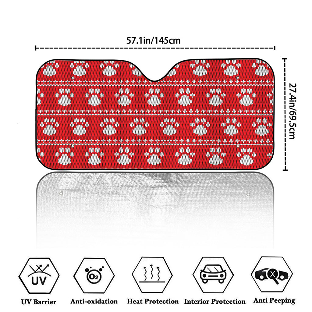 Christmas Paw Knitted Pattern Print Car Windshield Sun Shade