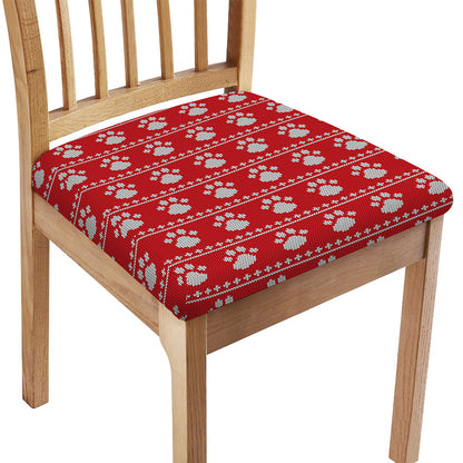 Christmas Paw Knitted Pattern Print Chair Cushion Cover