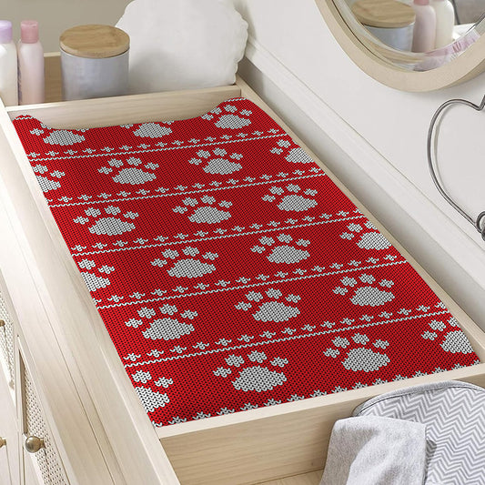 Christmas Paw Knitted Pattern Print Changing Pad Cover