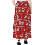 Christmas Paw Knitted Pattern Print Chiffon Maxi Skirt