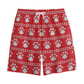 Christmas Paw Knitted Pattern Print Cotton Shorts