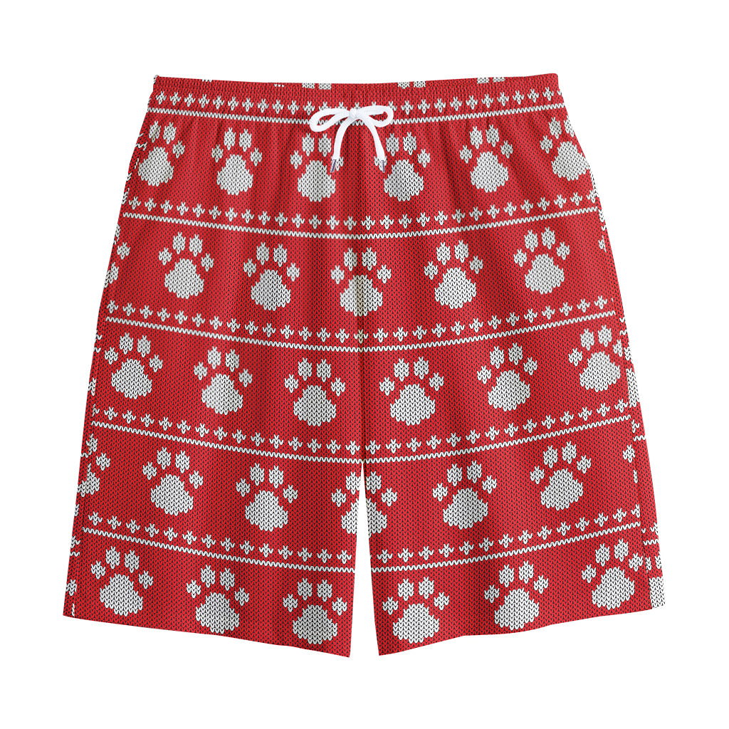 Christmas Paw Knitted Pattern Print Cotton Shorts