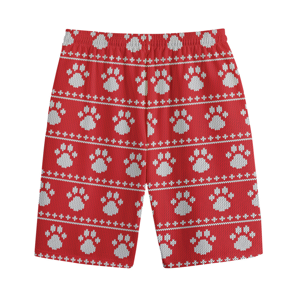 Christmas Paw Knitted Pattern Print Cotton Shorts
