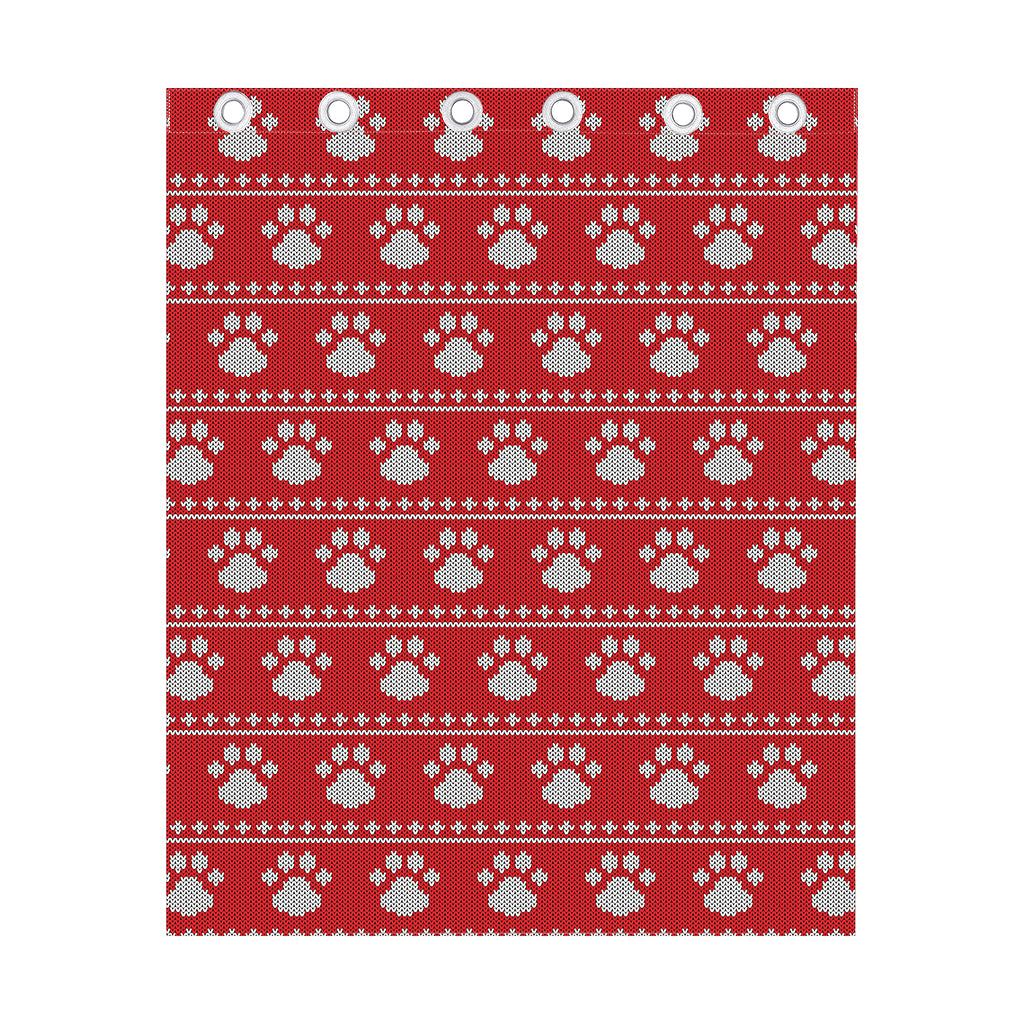 Christmas Paw Knitted Pattern Print Curtain
