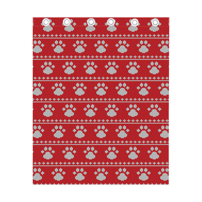 Christmas Paw Knitted Pattern Print Curtain