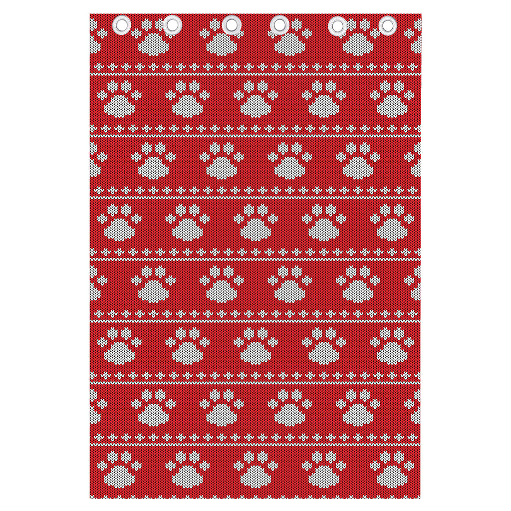 Christmas Paw Knitted Pattern Print Curtain