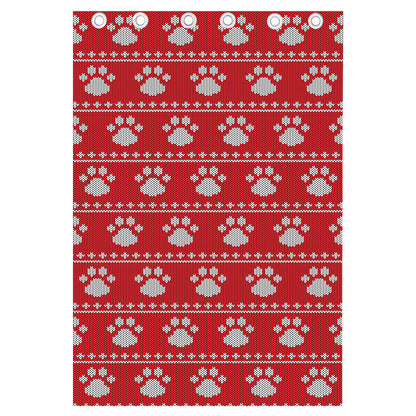 Christmas Paw Knitted Pattern Print Curtain