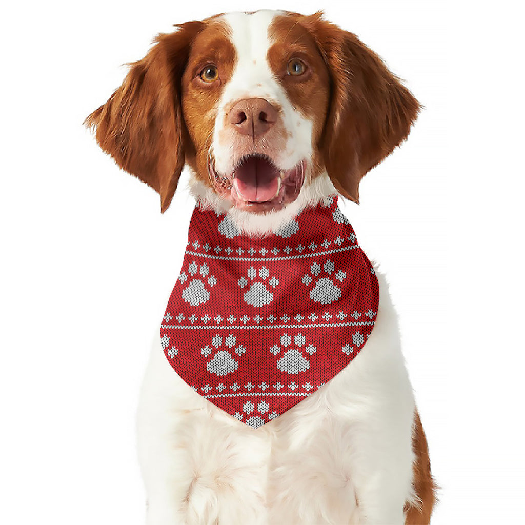 Christmas Paw Knitted Pattern Print Dog Bandana