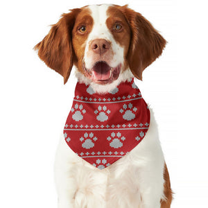 Christmas Paw Knitted Pattern Print Dog Bandana