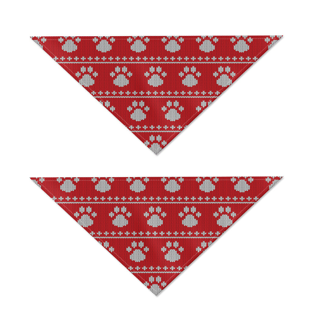 Christmas Paw Knitted Pattern Print Dog Bandana