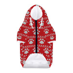Christmas Paw Knitted Pattern Print Dog Zip Up Hoodie