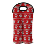 Christmas Paw Knitted Pattern Print Double Neoprene Wine Tote