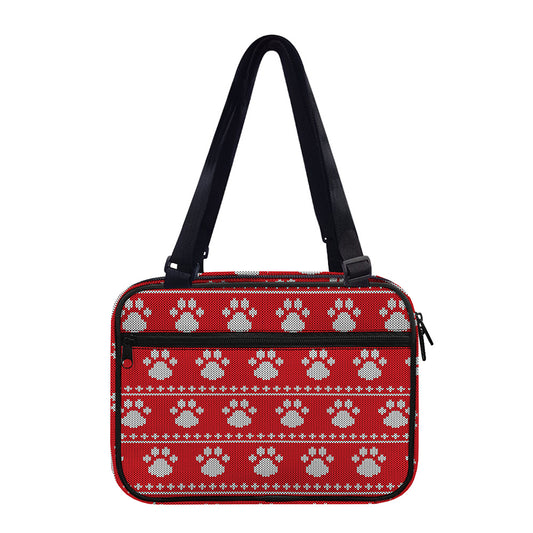 Christmas Paw Knitted Pattern Print Double Strap Bible Bag