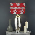 Christmas Paw Knitted Pattern Print Drum Lamp Shade