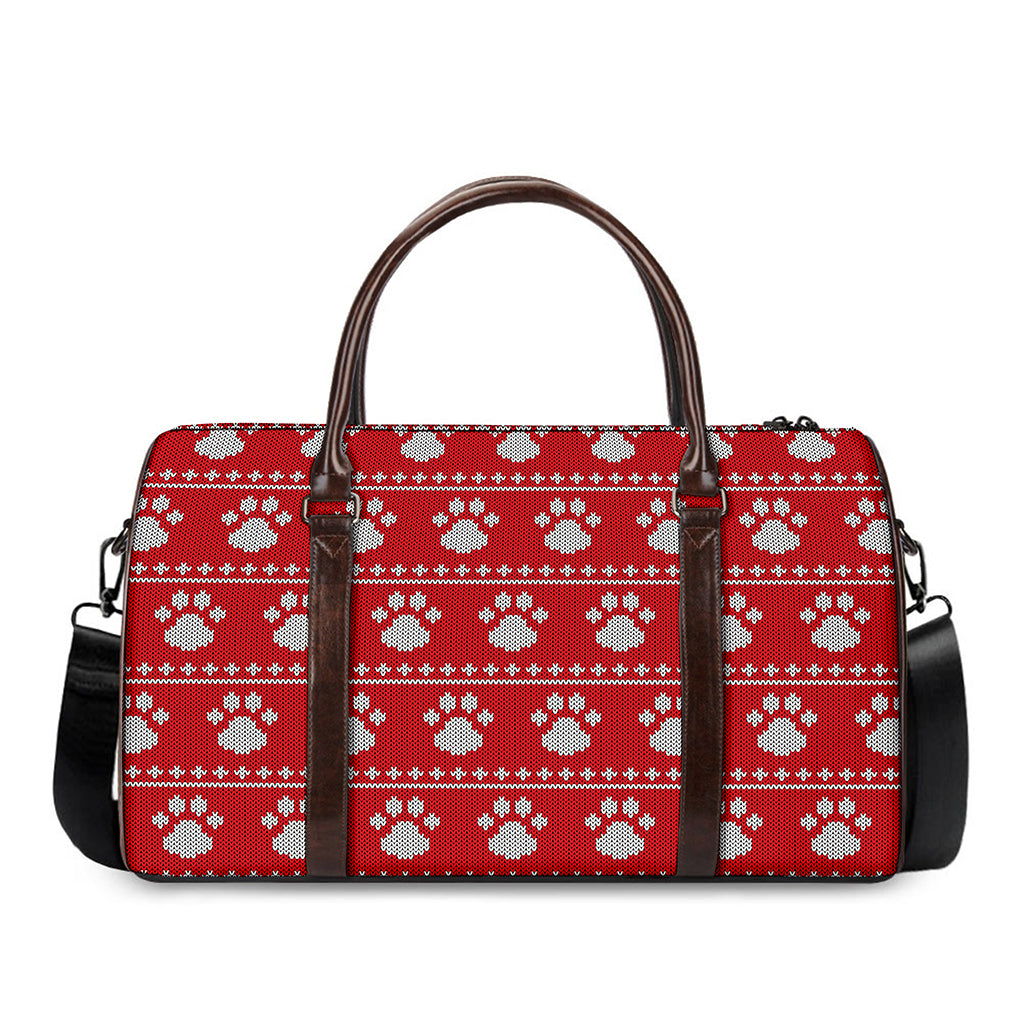 Christmas Paw Knitted Pattern Print Duffle Bag