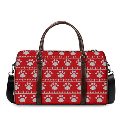 Christmas Paw Knitted Pattern Print Duffle Bag