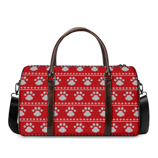 Christmas Paw Knitted Pattern Print Duffle Bag