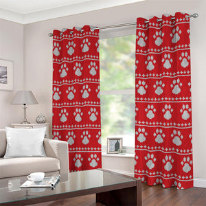 Christmas Paw Knitted Pattern Print Extra Wide Grommet Curtains