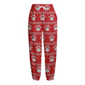 Christmas Paw Knitted Pattern Print Fleece Lined Knit Pants
