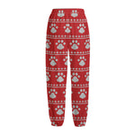 Christmas Paw Knitted Pattern Print Fleece Lined Knit Pants