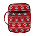 Christmas Paw Knitted Pattern Print Front Pocket Bible Bag